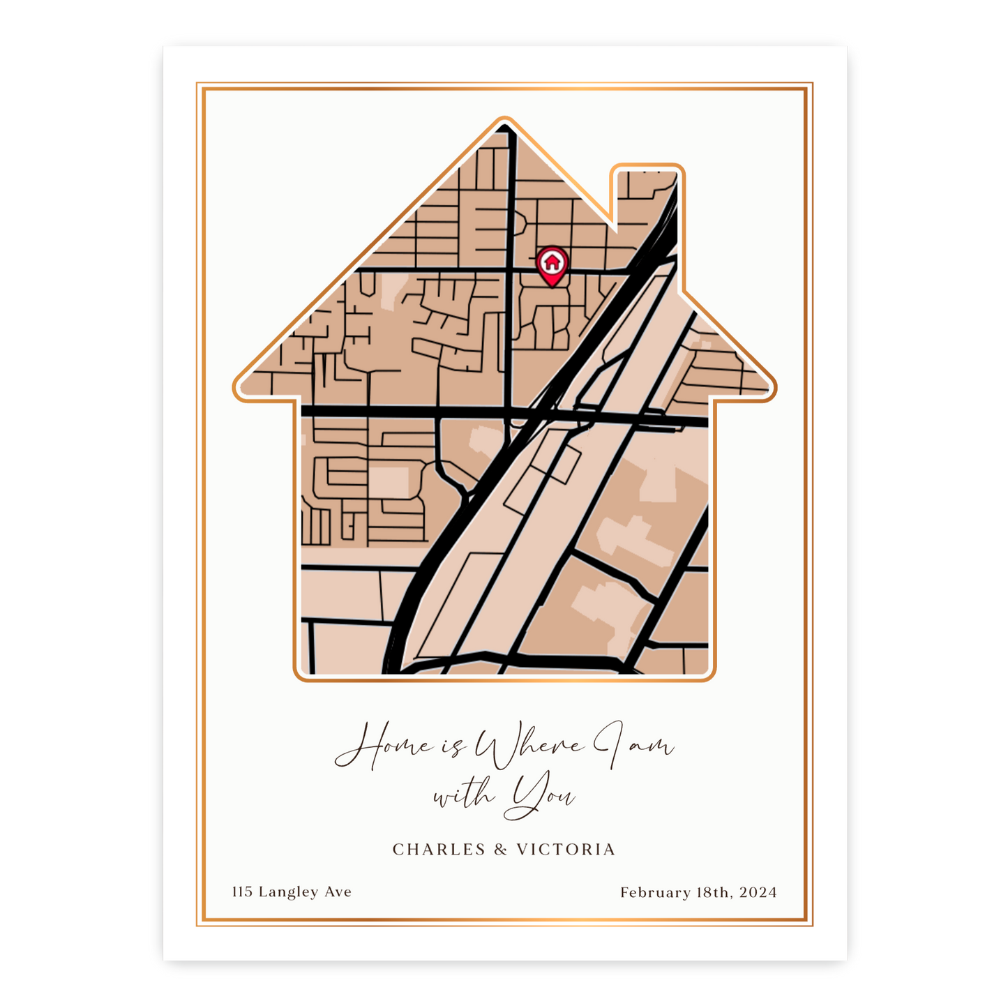 Customizable Sentimental Home Street Map Print