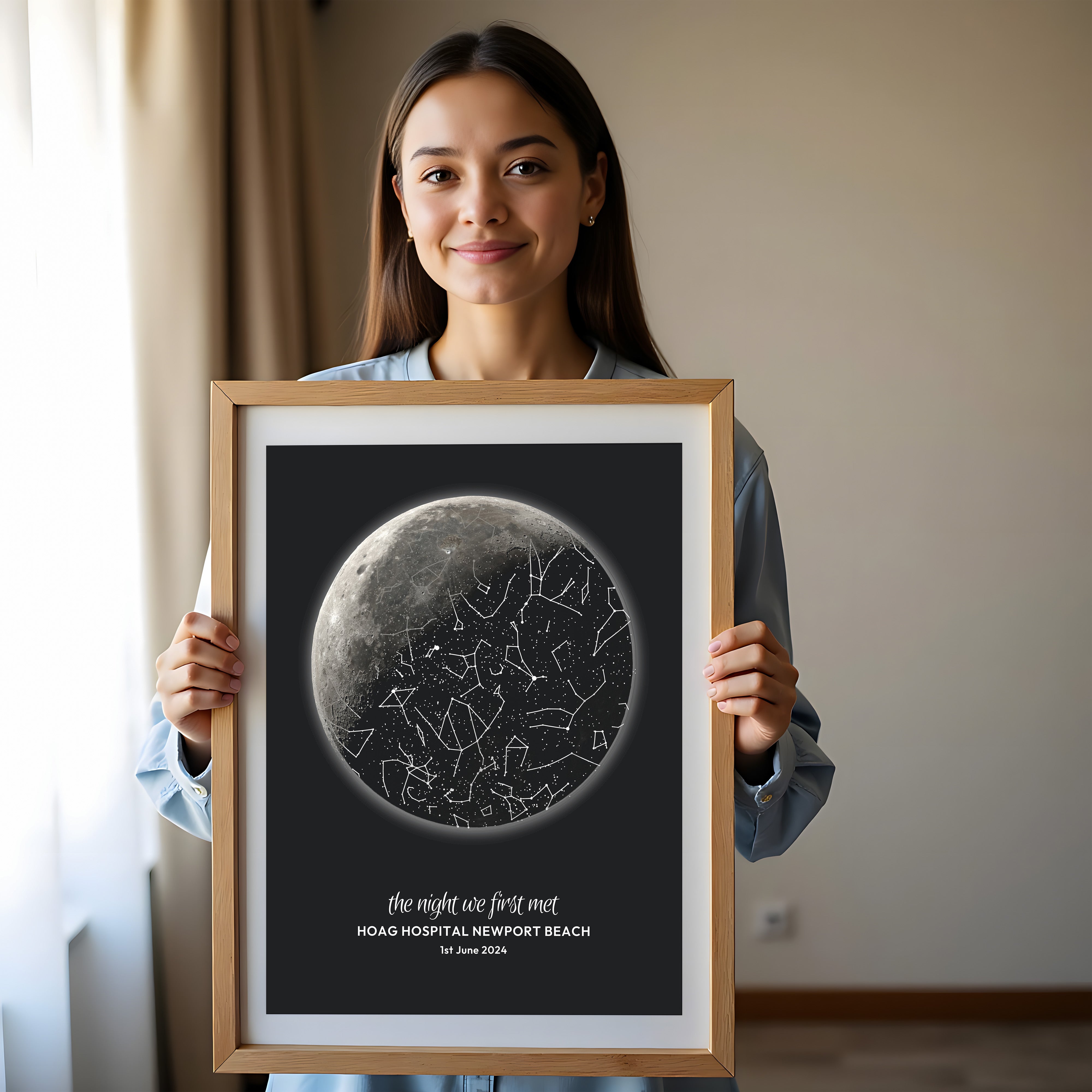 Custom Map Print – Moon and Stars Map | Personalized Moment Art