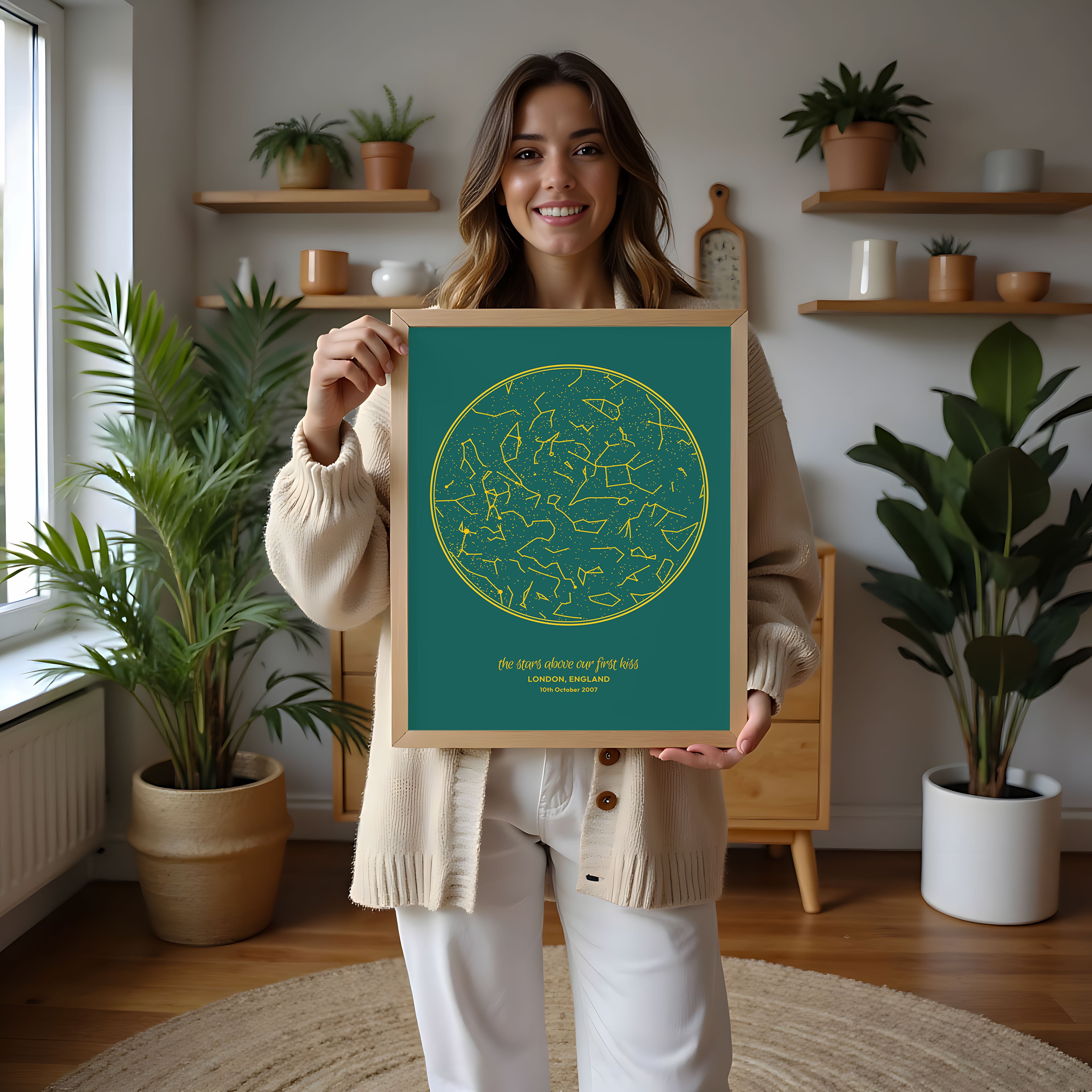 Custom Metallic Foil Map Print – Star Map | Personalized Memory Art