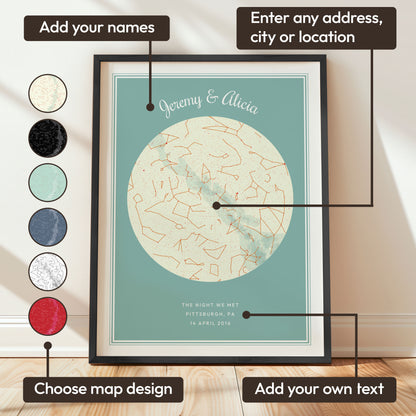 Digital Map Print – Modern Star Map (Instant Download) - SentiMap 