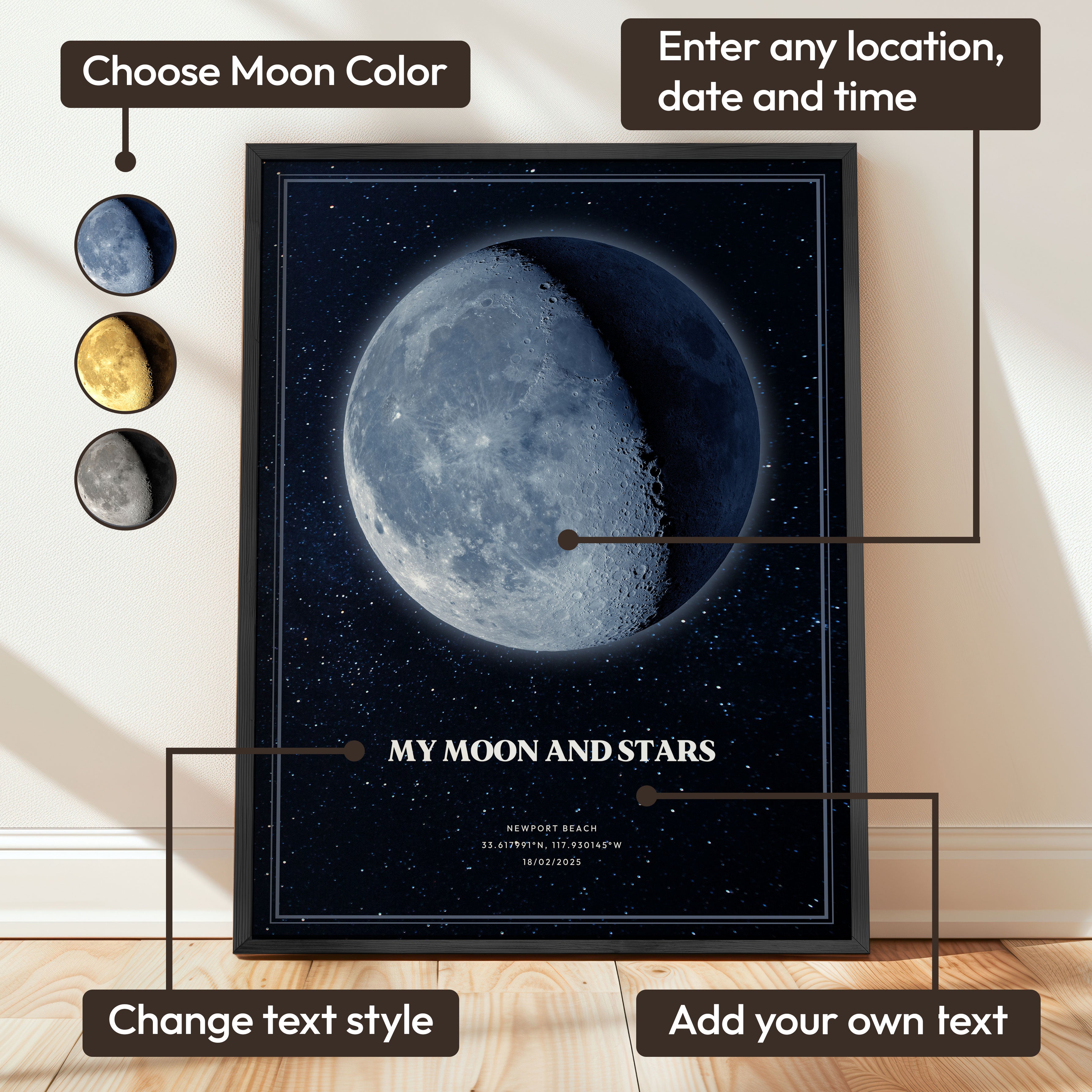 Digital Map Print – Moon Phase Map (Instant Download) - SentiMap 