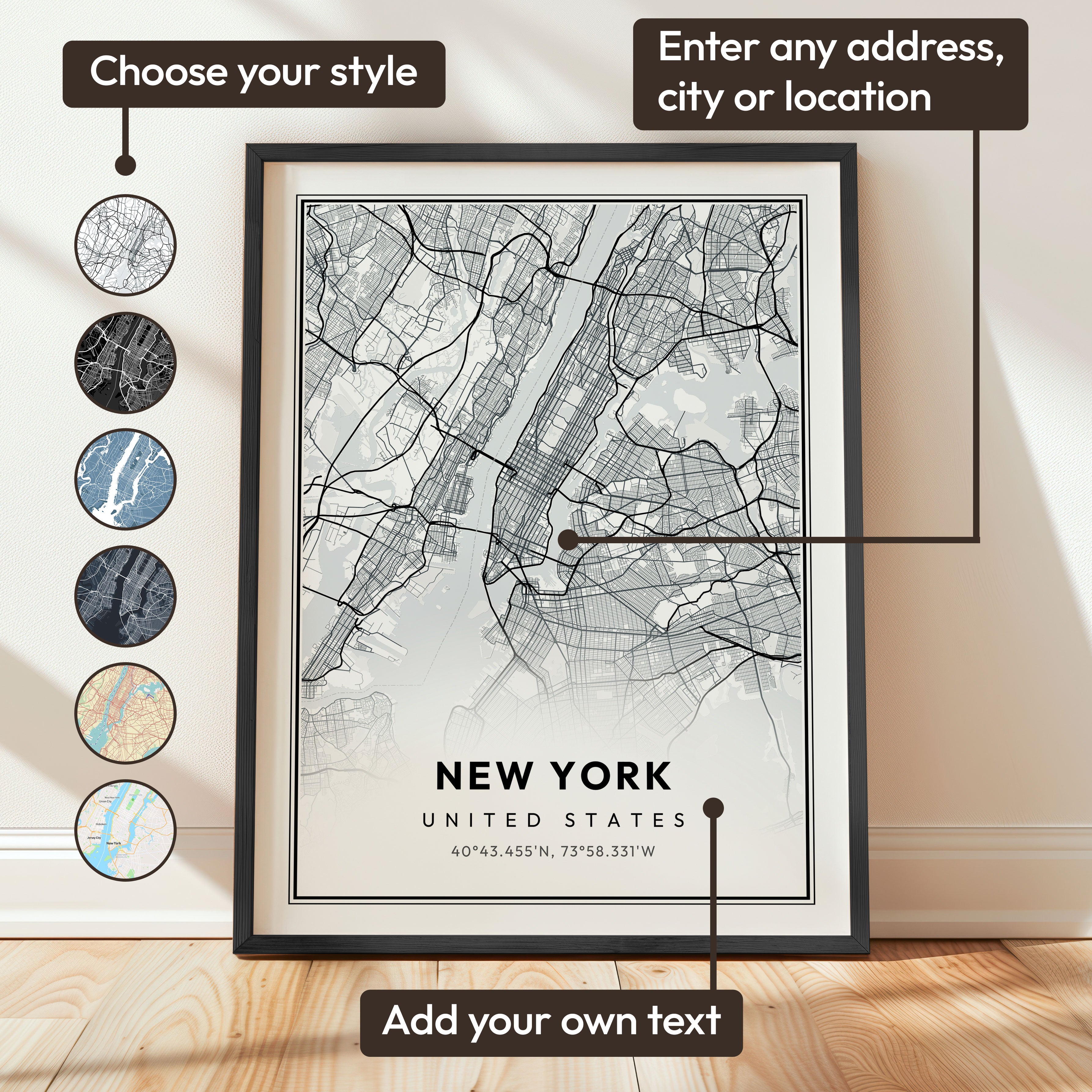 Digital Map Print – Modern Street Map (Instant Download) - SentiMap 