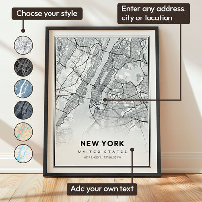 Digital Map Print – Modern Street Map (Instant Download) - SentiMap 