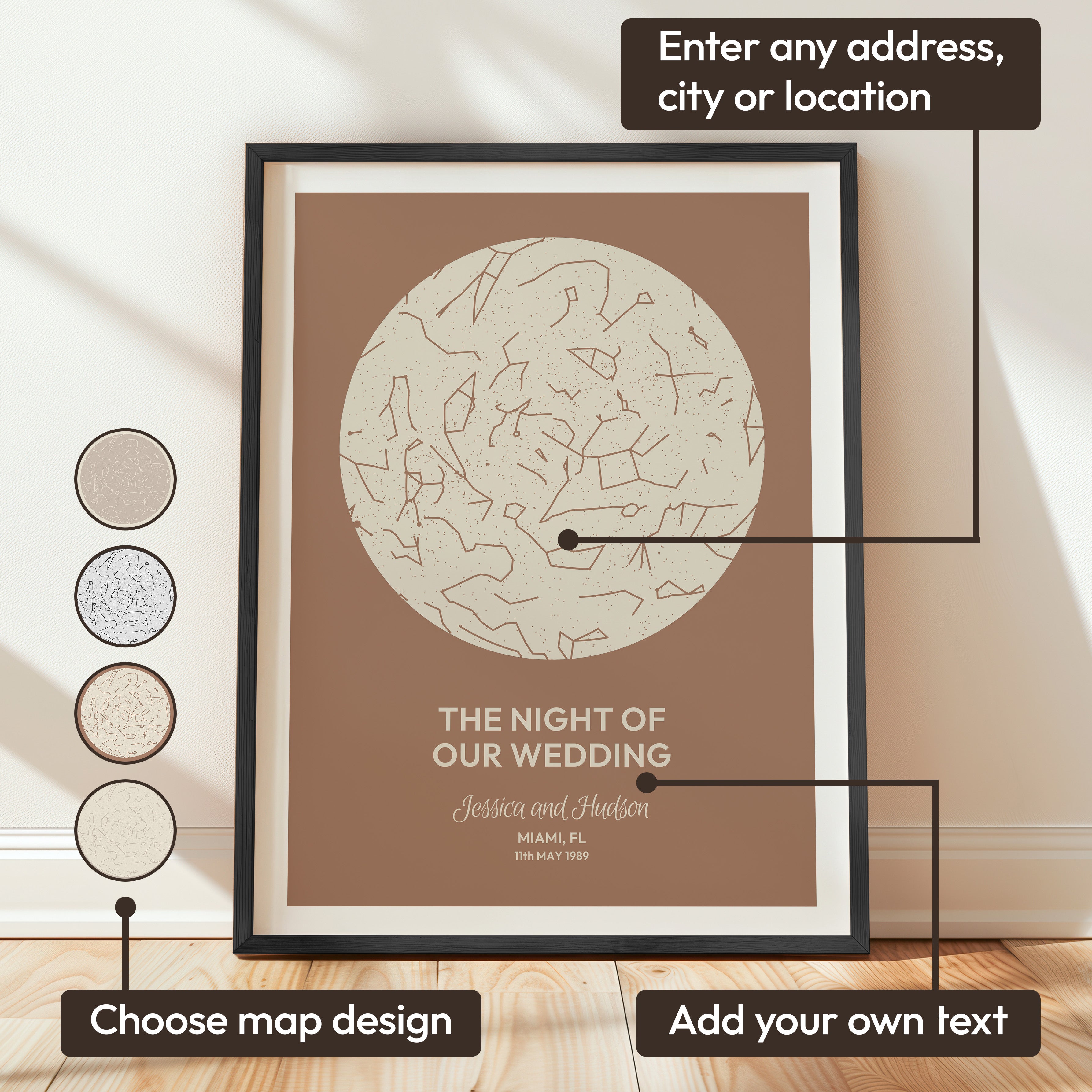 Digital Map Print – Two-Tone Star Map (Instant Download)