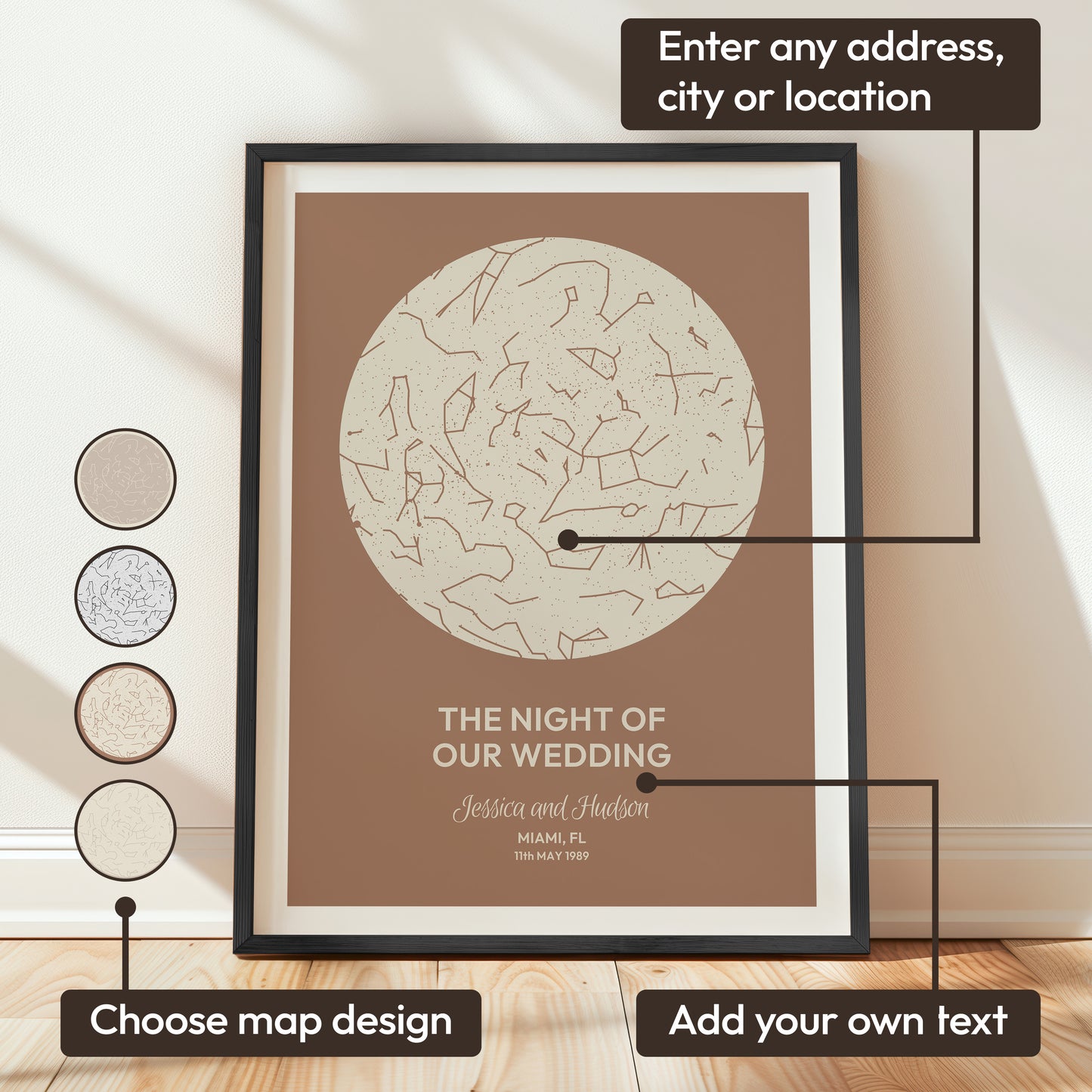 Digital Map Print – Two-Tone Star Map (Instant Download)
