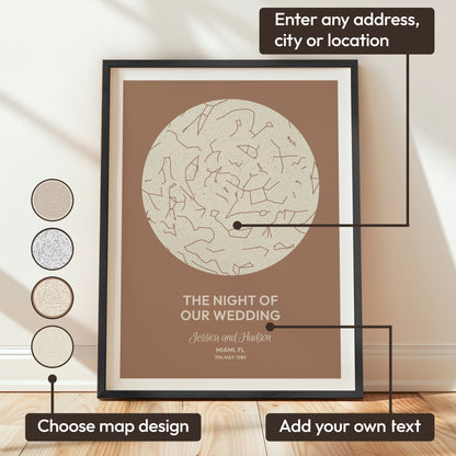 Digital Map Print – Two-Tone Star Map (Instant Download)