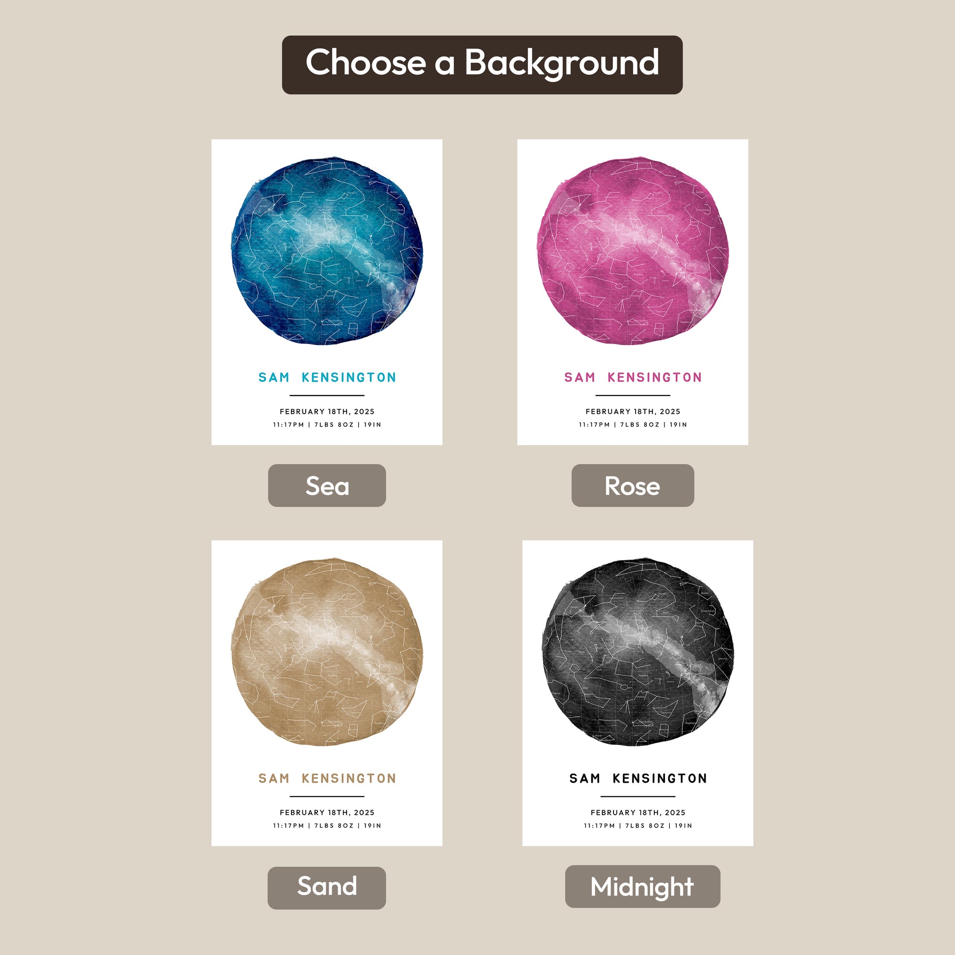 Digital Map Print – Nursery Star Map (Instant Download) - SentiMap 