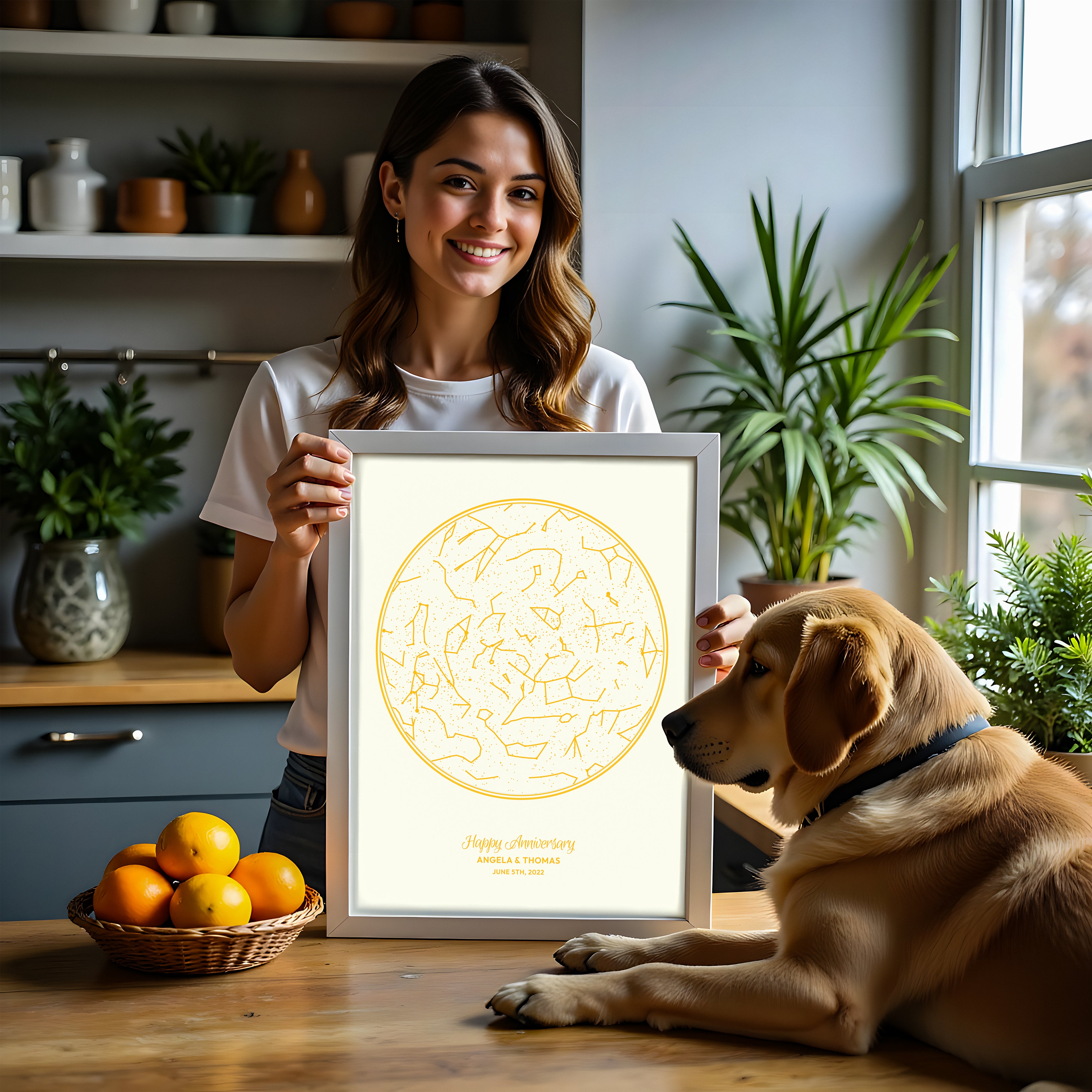 Custom Metallic Foil Map Print – Star Map | Personalized Memory Art