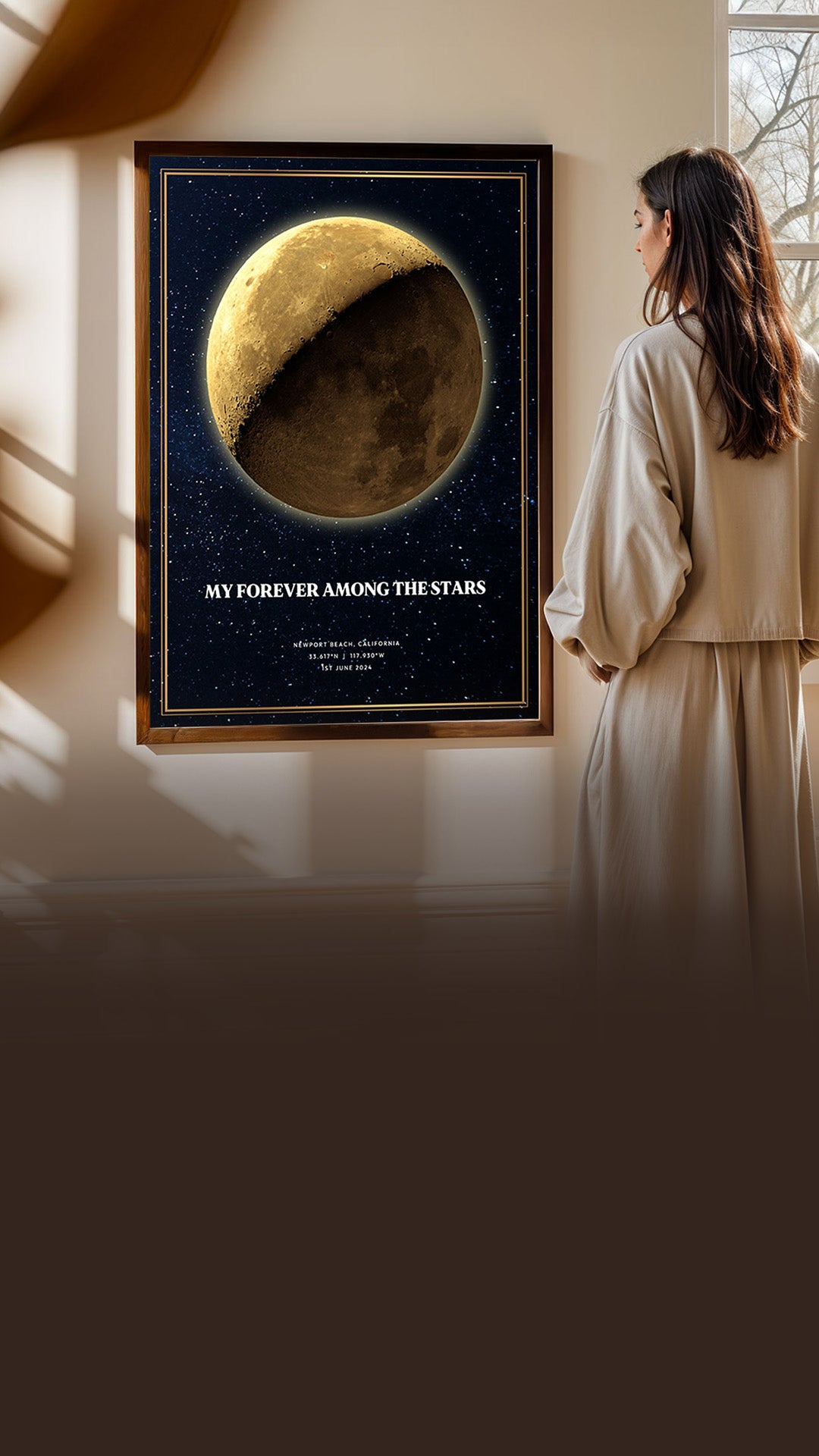 Woman holding a framed SentiMap Street Map