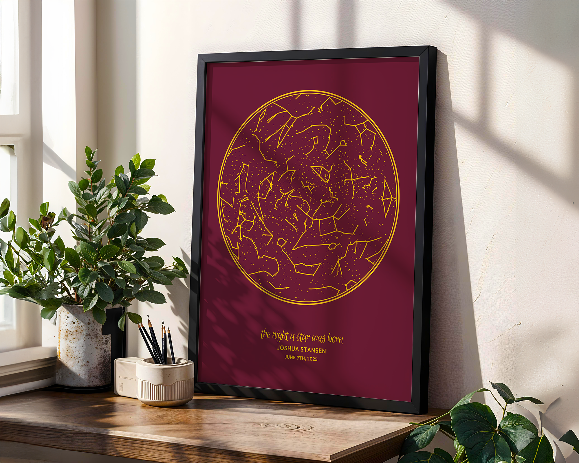 Custom Metallic Foil Map Print – Star Map | Personalized Memory Art