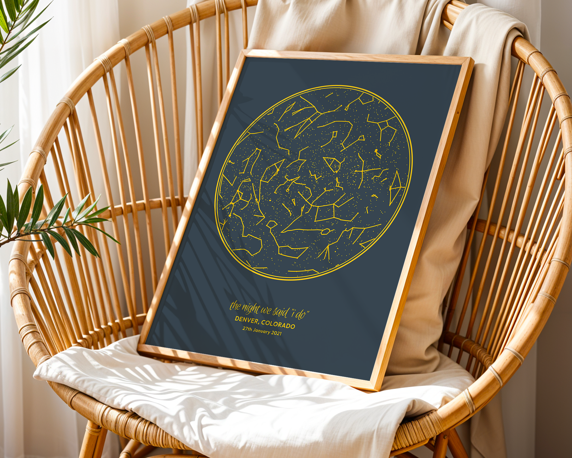 Custom Metallic Foil Map Print – Star Map | Personalized Memory Art