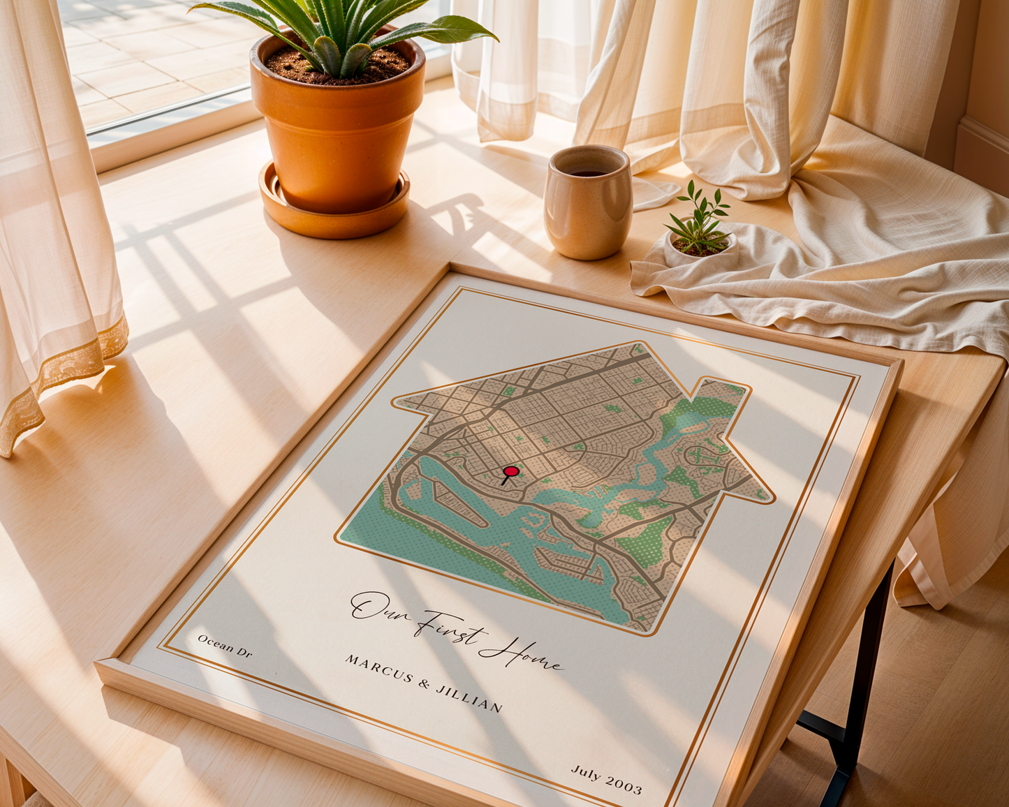 Framed Customizable Sentimental Home Street Map