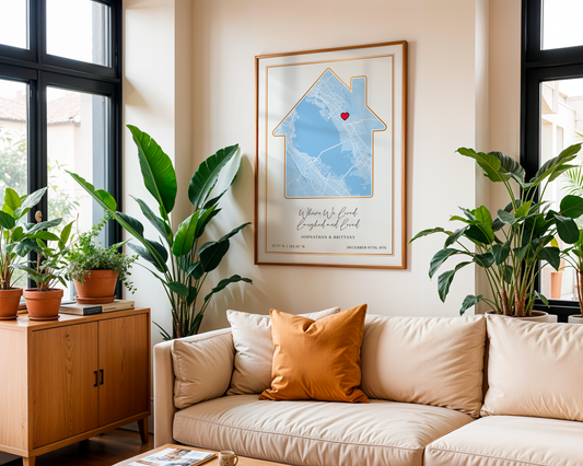 Framed Customizable Sentimental Home Street Map