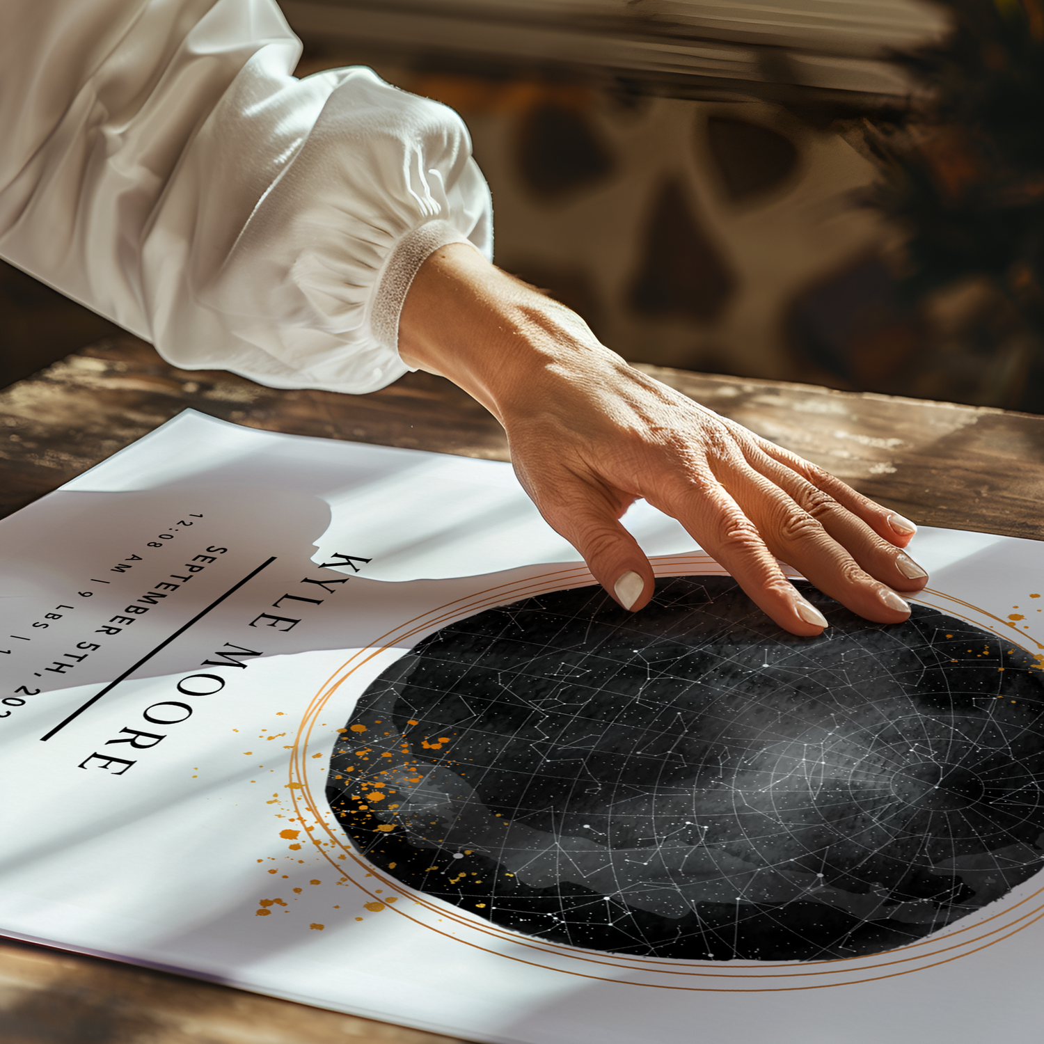 a close up of a customized SentiMap poster print with a hand holding the top of the printed poster