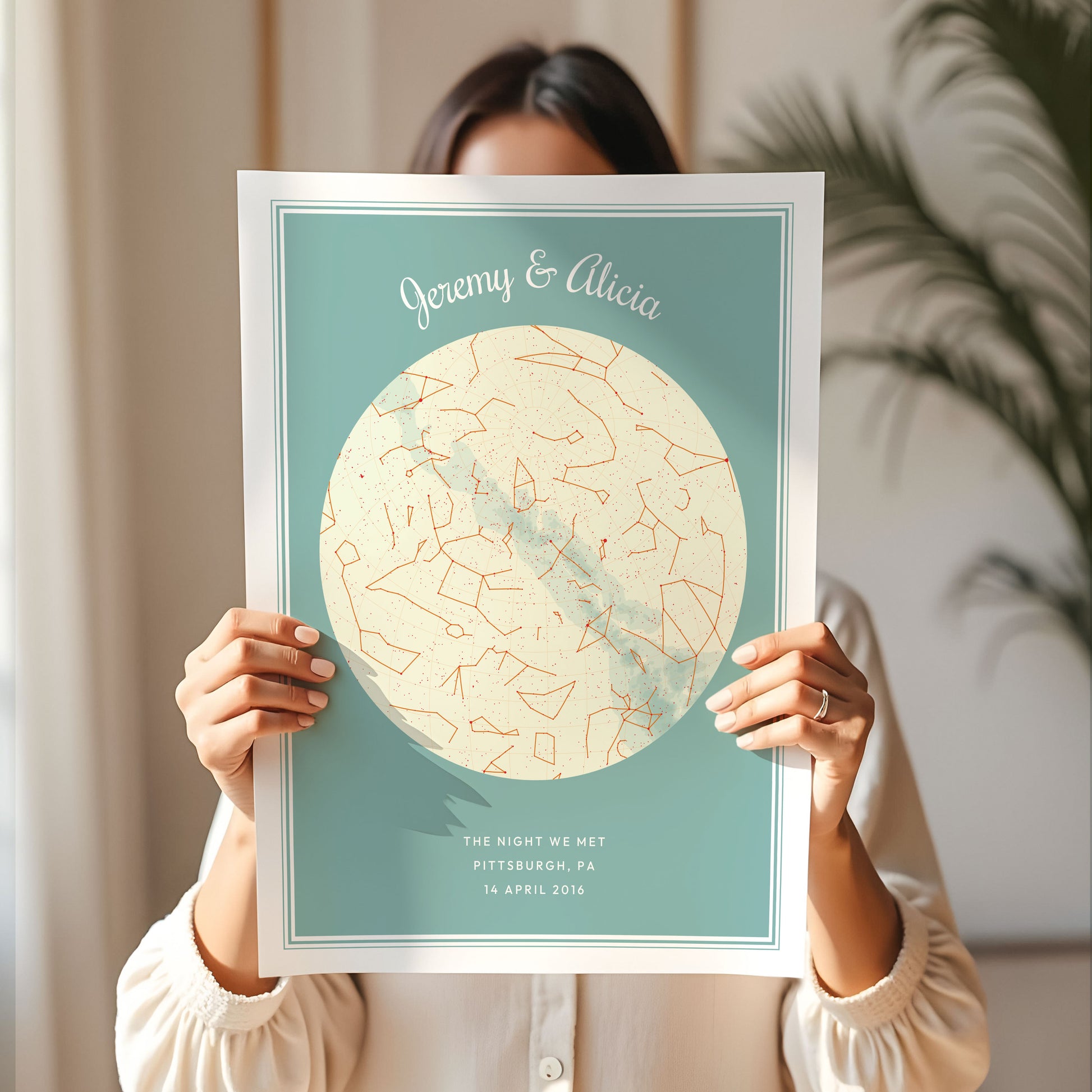 Digital Map Print – Modern Star Map (Instant Download) - SentiMap 