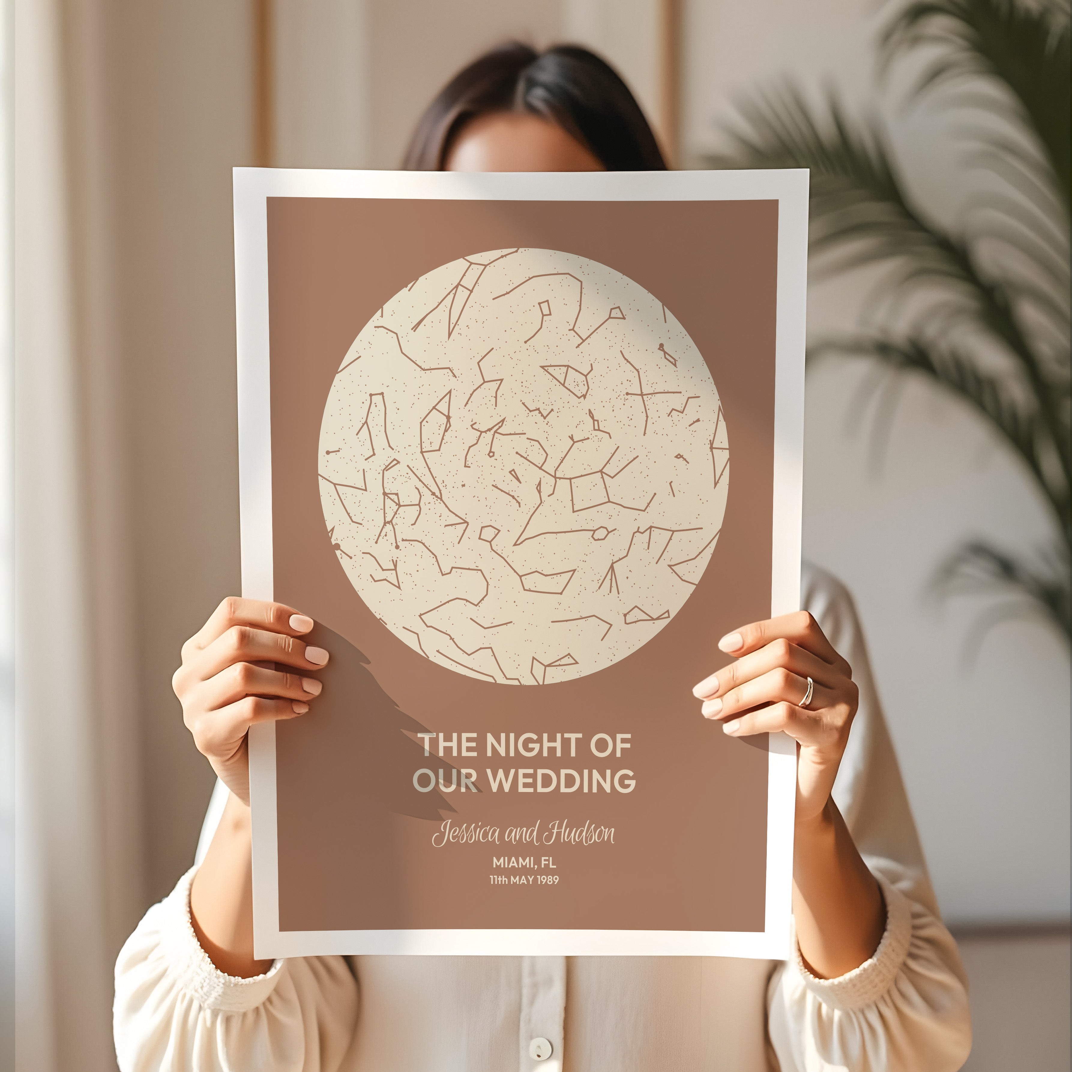 Digital Map Print – Two-Tone Star Map (Instant Download)