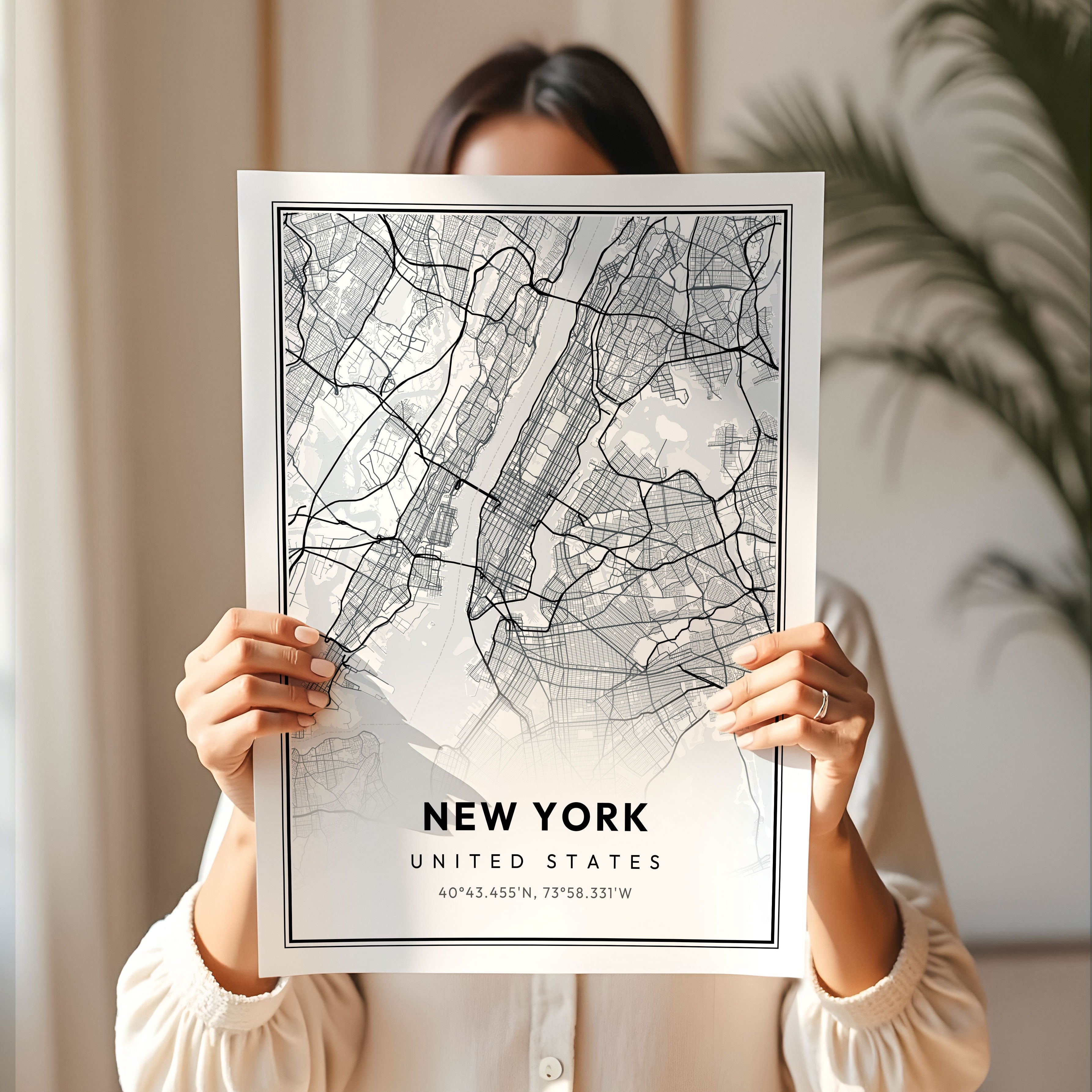 Digital Map Print – Modern Street Map (Instant Download) - SentiMap 