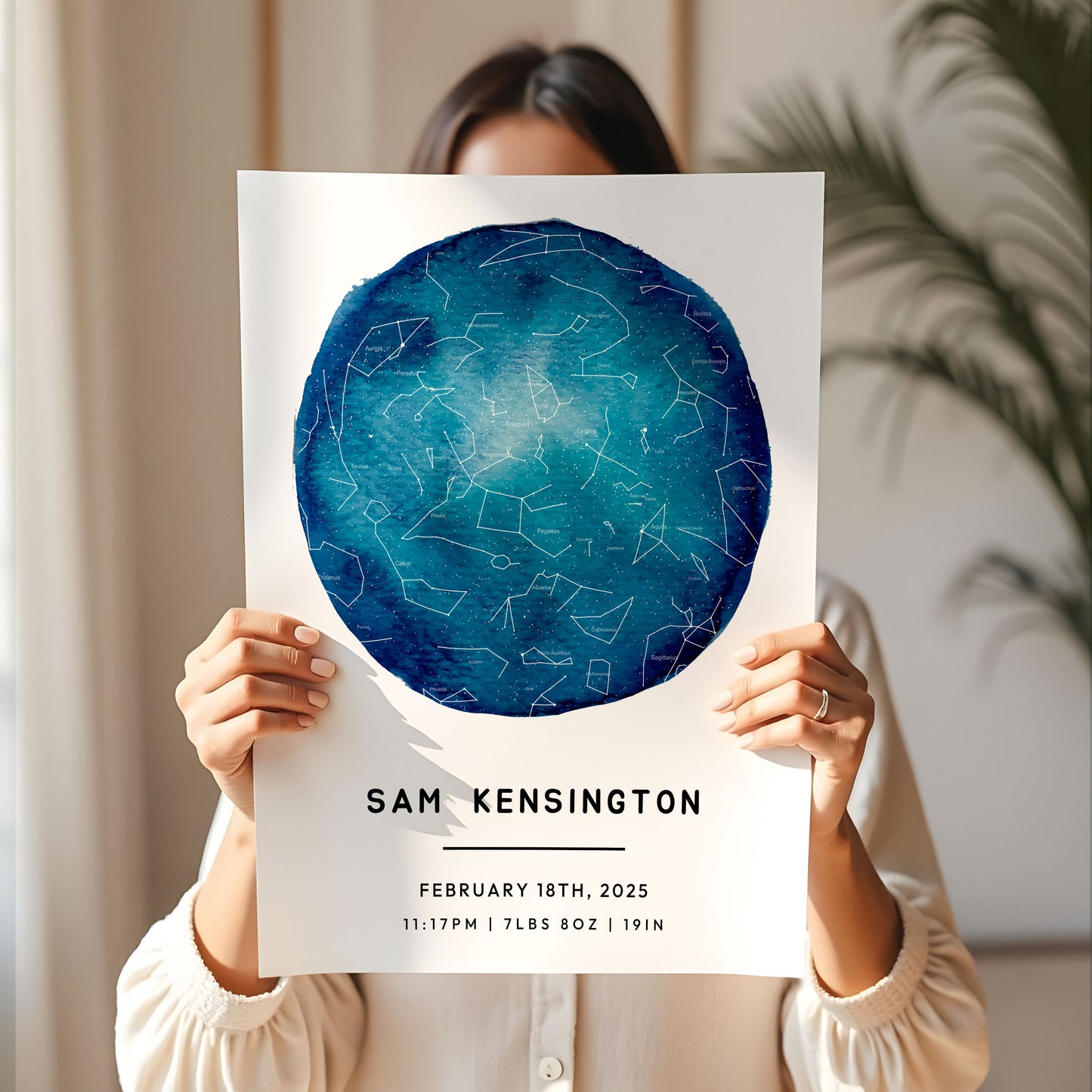 Digital Map Print – Nursery Star Map (Instant Download) - SentiMap 